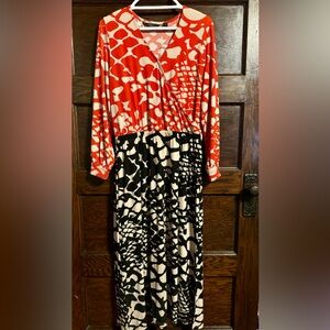 G.I.L.I. Red and Black Long Sleeve Dress, NWT, Size L